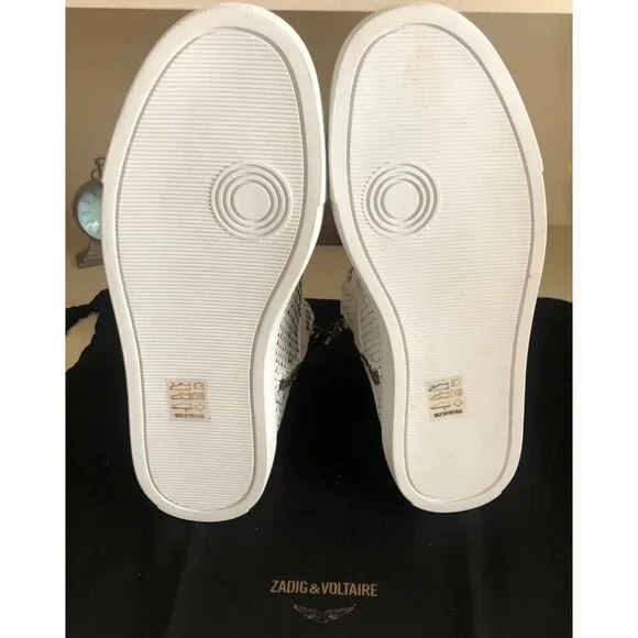 NIB Zadig & Voltaire High Flash Keith Leather Suede Sneaker Snake look Size 7 - Picture 10 of 13